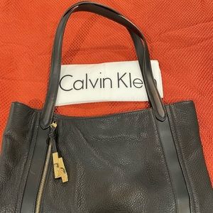 Calvin Klein Black pebbled leather bag